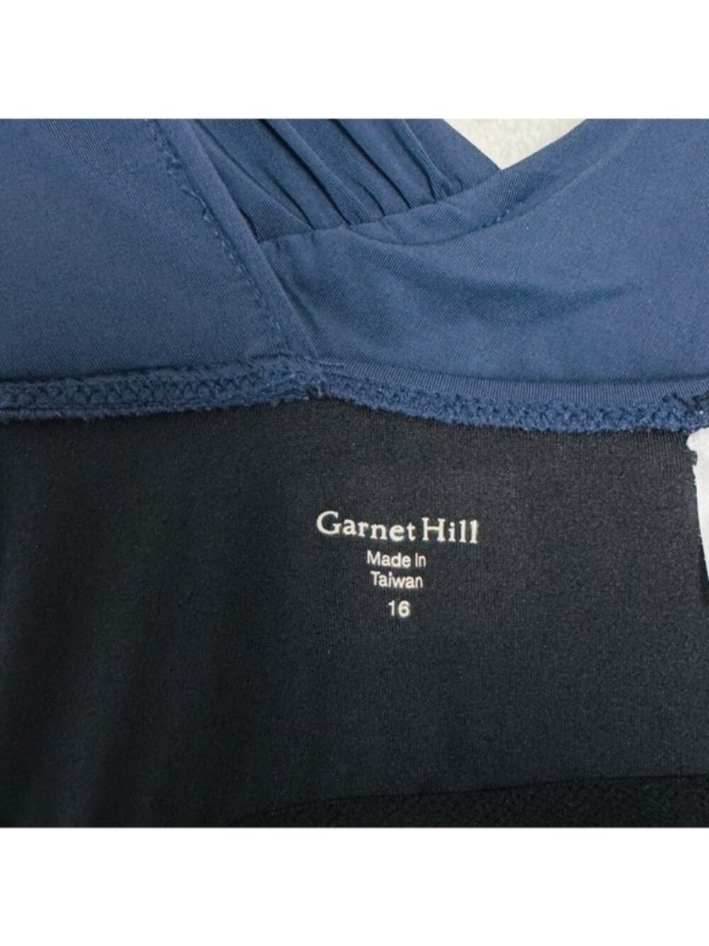Garnet Hill Slate Navy Blue Wrapped Ruched Front One Piece Swim Bathing Suit 16 - Picture 7 of 10